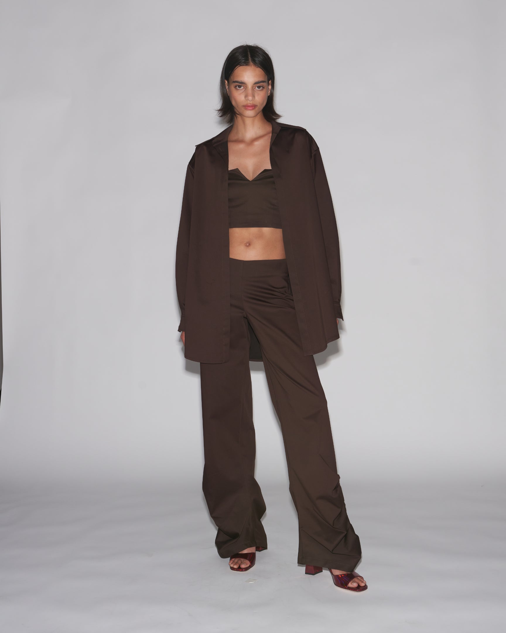 Ripple tailored trousers chocolate