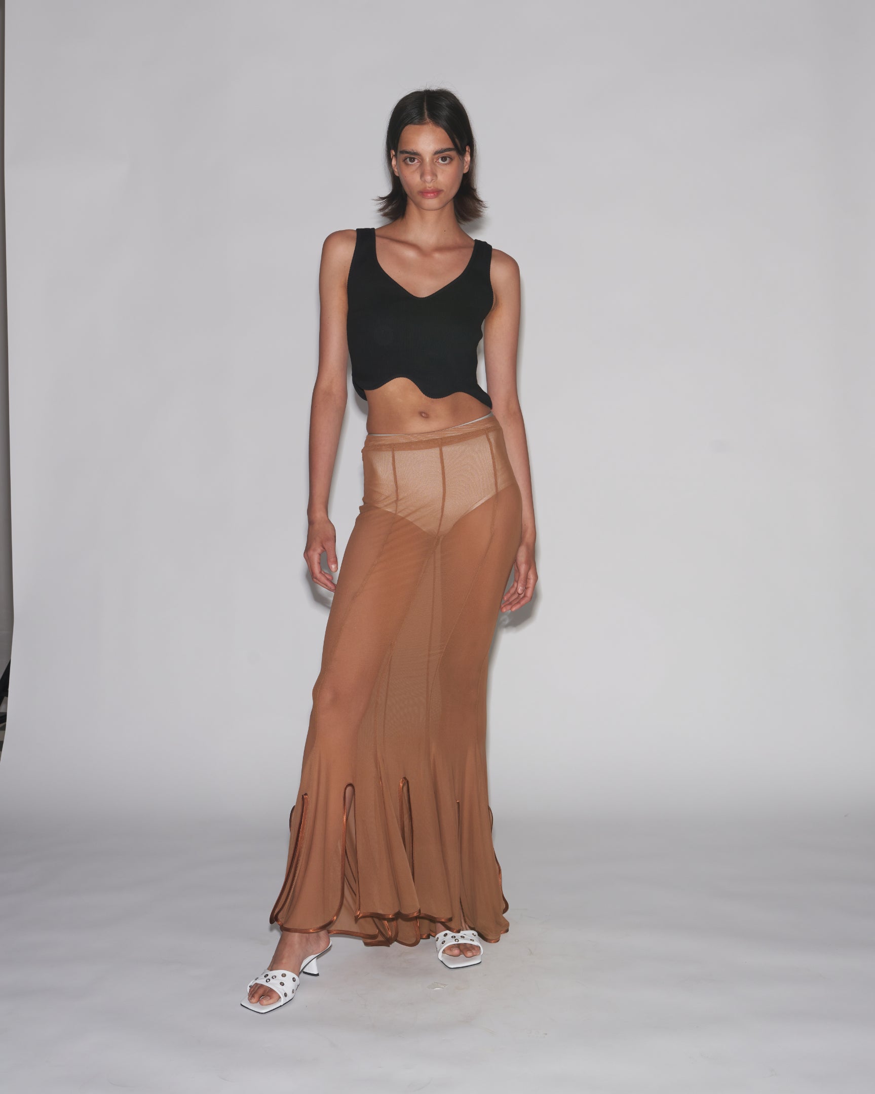 Magic flare skirt rust brown