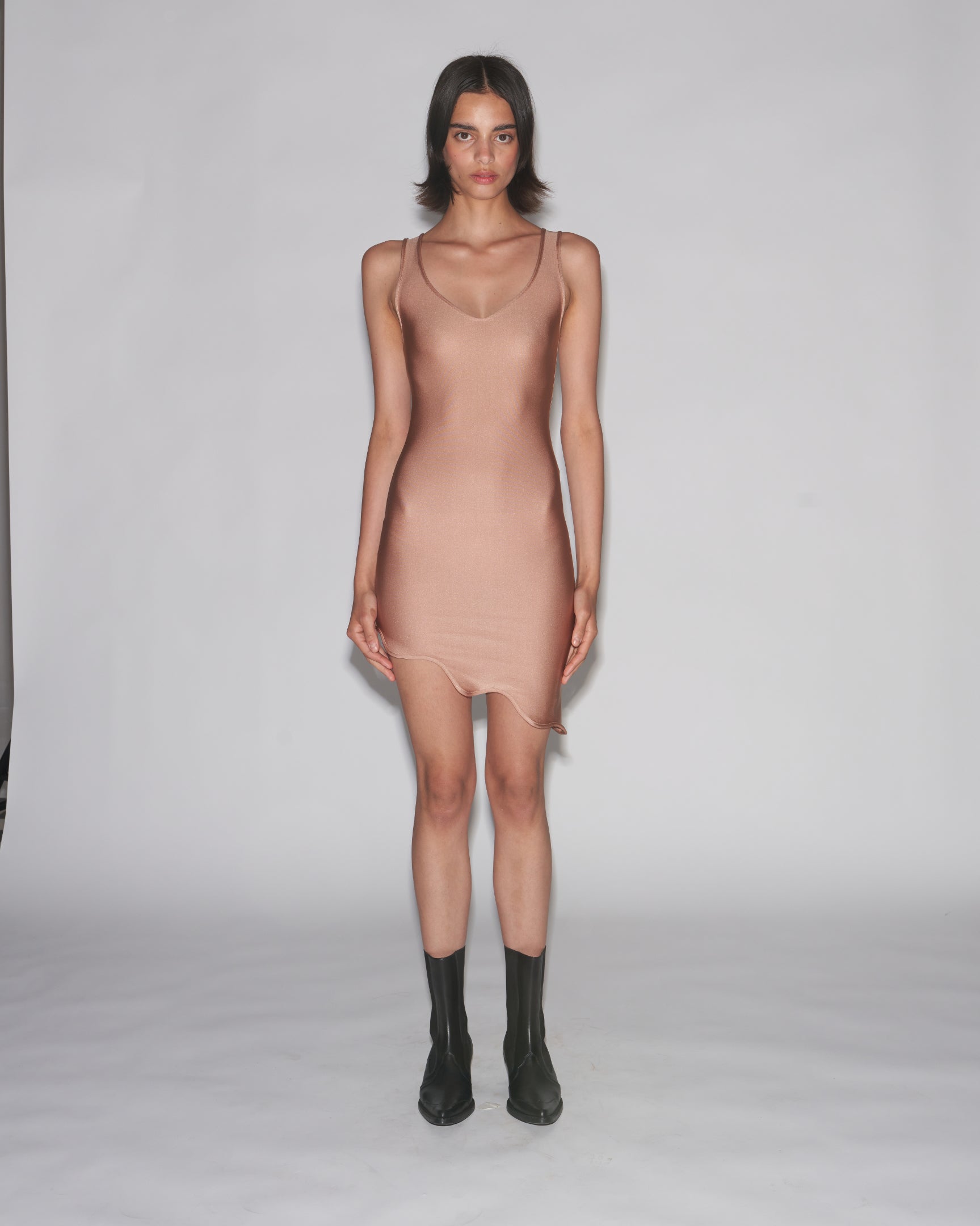 Molten mini dress nude