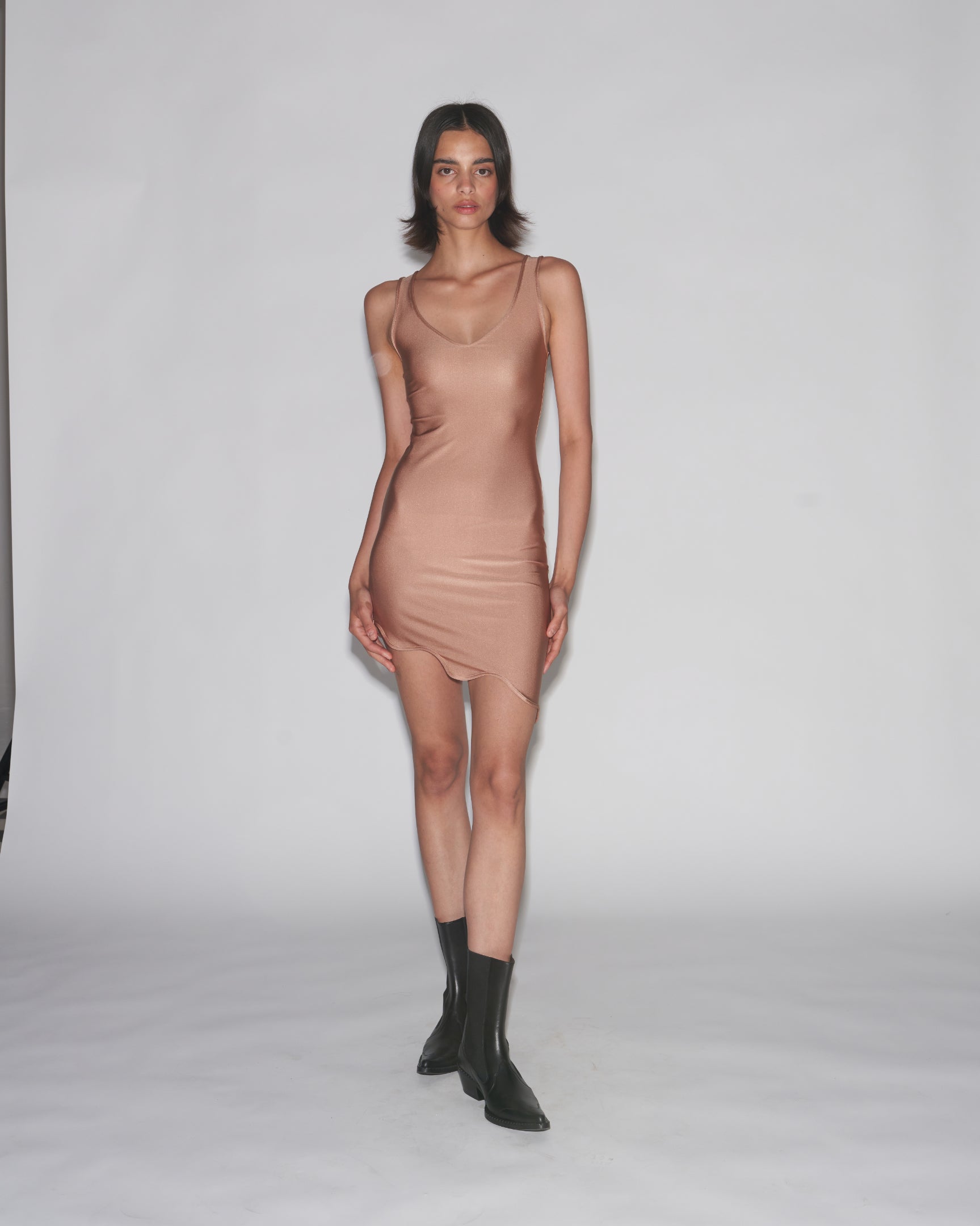 Molten mini dress nude