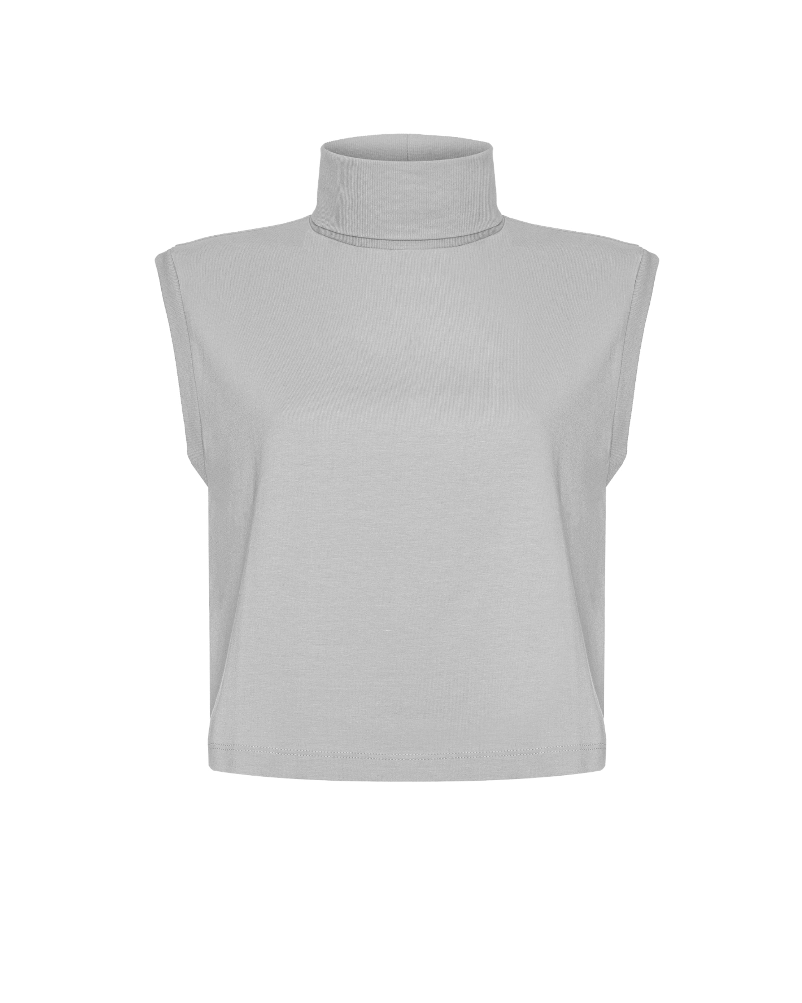 Sleeveless turtleneck top grey