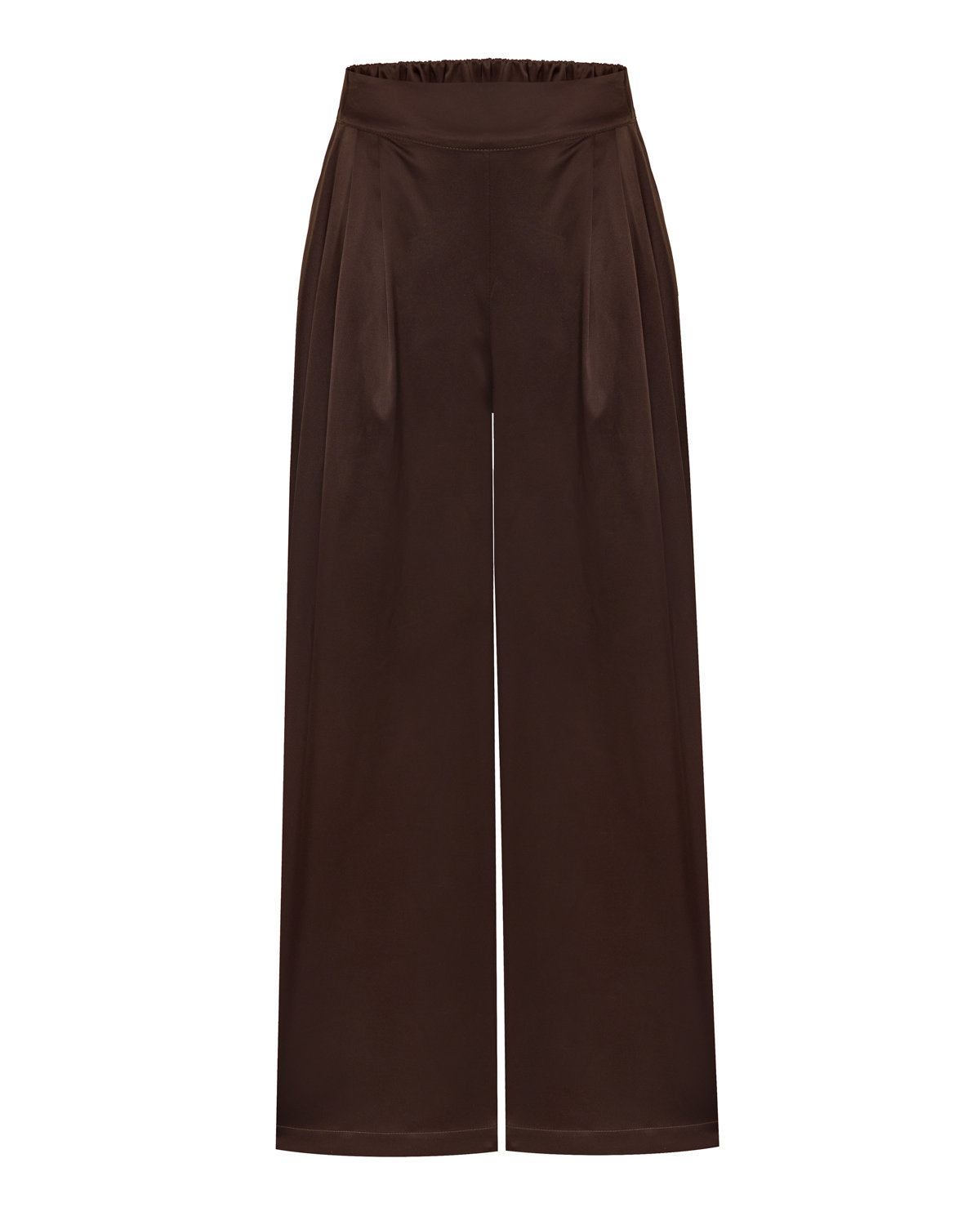 Wide leg pants in satin brown