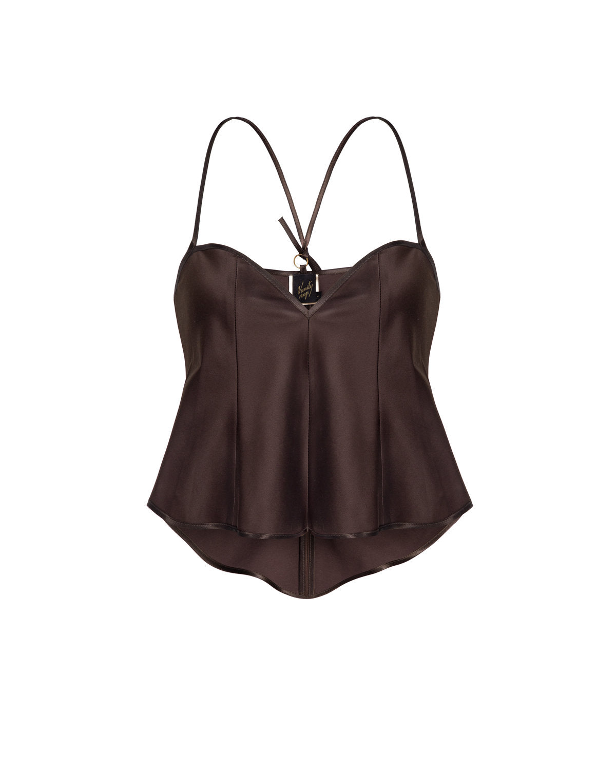 Satin corset top in brown