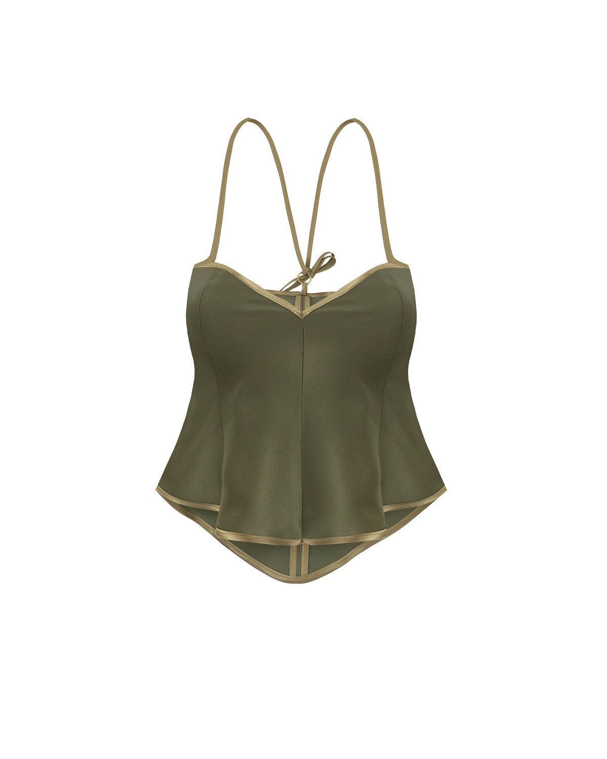 Satin corset top in green